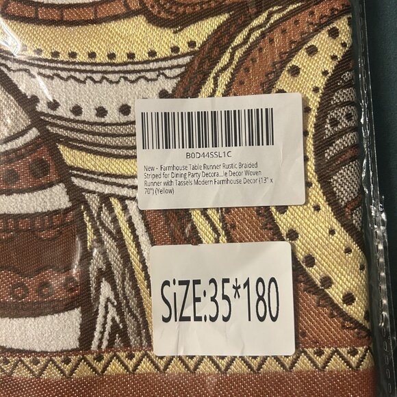 14" x 11" Package Farmhouse Table Runner Braided Tassels Dining Party Tablecloth - Picture 3 of 5